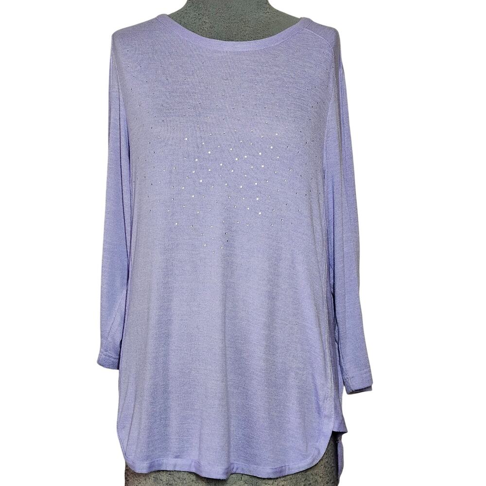 Purple Rhinestone Embellished Lightweight Sweater Size Small